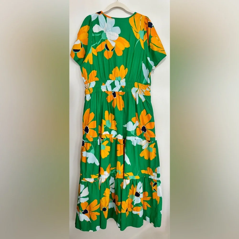 Anthropologie Green Maxi Dress with Yellow & White Floral Print - Picture 2 of 5